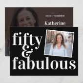 Fifty and Fabulous Photo 50th Birthday 招待状 (正面/裏面)