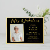 Fifty and Fabulous Photo 50th Birthday 箔招待状 (立ち正面)