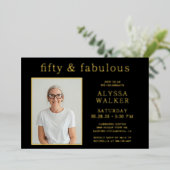 Fifty and Fabulous Photo 50th Birthday 箔招待状 (立ち正面)