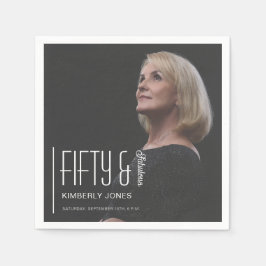 Fifty and Fabulous Photo 50th Birthday Party スタンダードカクテルナプキン