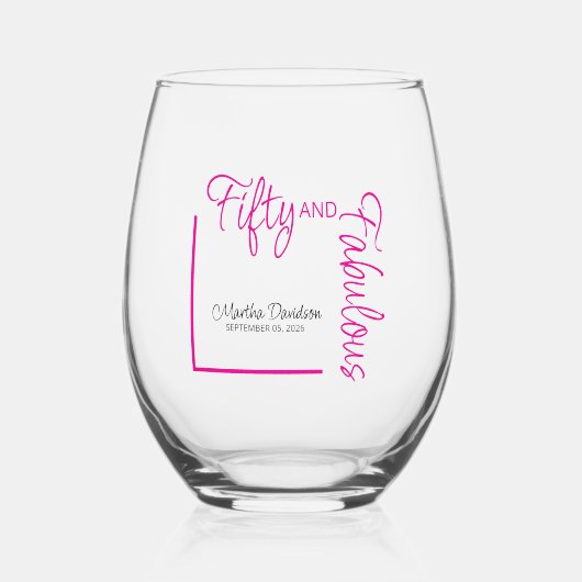 Fifty and Fabulous Photo 50th Birthday Party ステムなしワイングラス (正面)