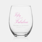 Fifty and Fabulous Photo 50th Birthday Party ステムなしワイングラス (正面)
