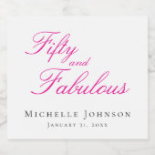 Fifty and Fabulous Photo 50th Birthday Party スパークリングワインラベル (シングルラベル)