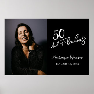 Fifty and Fabulous Photo 50th Birthday Party ポスター