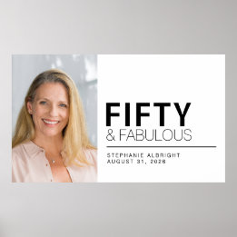 Fifty and Fabulous Photo 50th Birthday Party ポスター