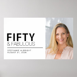 Fifty and Fabulous Photo 50th Birthday Party ポスター