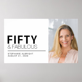 Fifty and Fabulous Photo 50th Birthday Party ポスター