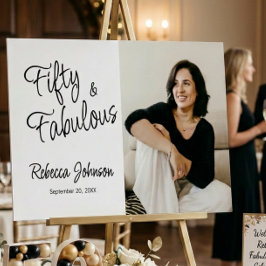 Fifty and Fabulous Photo 50th Birthday Party ポスター