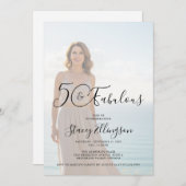 Fifty and Fabulous Photo 50th Birthday Party 招待状 (正面/裏面)