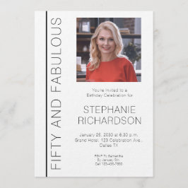 Fifty and Fabulous Photo 50th Birthday Party 招待状