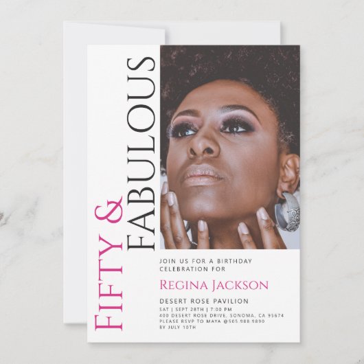 Fifty And Fabulous Photo 50th Birthday Party  招待状 (正面)