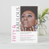 Fifty And Fabulous Photo 50th Birthday Party  招待状 (スタンド正面)