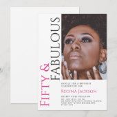 Fifty And Fabulous Photo 50th Birthday Party  招待状 (正面/裏面)