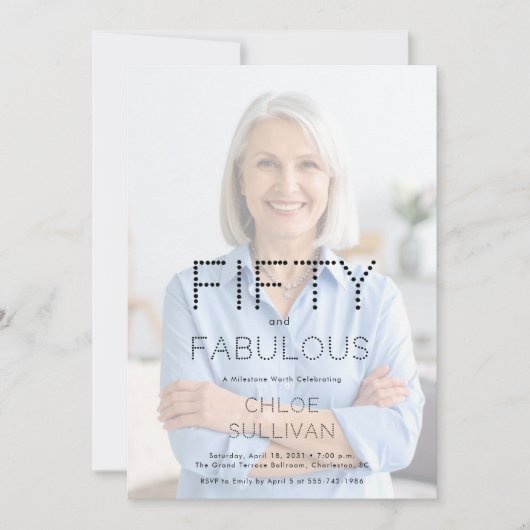 Fifty and Fabulous Photo 50th Birthday Party 招待状 (正面)