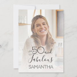 Fifty and Fabulous Photo 50th Birthday Party 招待状