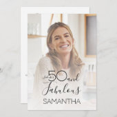 Fifty and Fabulous Photo 50th Birthday Party 招待状 (正面/裏面)