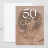 Fifty and Fabulous Photo 50th Birthday Party 招待状 (正面/裏面)