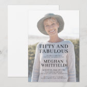 Fifty and Fabulous Photo 50th Birthday Party 招待状 (正面/裏面)