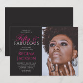 Fifty and Fabulous Photo 50th Birthday Party 招待状 (正面/裏面)