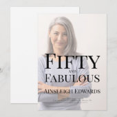 Fifty and Fabulous Photo 50th Birthday Party 招待状 (正面/裏面)