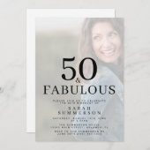 Fifty and Fabulous Photo 50th Birthday Party 招待状 (正面/裏面)