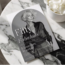 Fifty and Fabulous Photo 50th Birthday Party 招待状