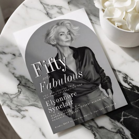 Fifty and Fabulous Photo 50th Birthday Party 招待状