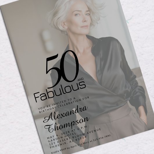 Fifty and Fabulous Photo 50th Birthday Party 招待状