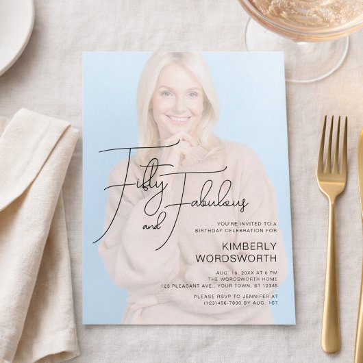 Fifty and Fabulous Photo 50th Birthday Party 招待状