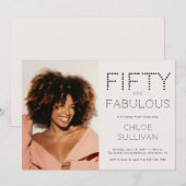 Fifty and Fabulous Photo 50th Birthday Party 招待状 (正面/裏面)