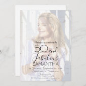 Fifty and Fabulous Photo 50th Birthday Party 招待状 (正面/裏面)