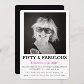 Fifty and Fabulous Photo 50th Birthday Party 招待状 (正面/裏面)