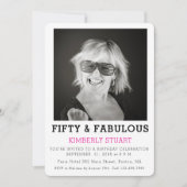 Fifty and Fabulous Photo 50th Birthday Party 招待状 (正面)