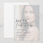 Fifty and Fabulous Photo 50th Birthday Party 招待状 (正面/裏面)