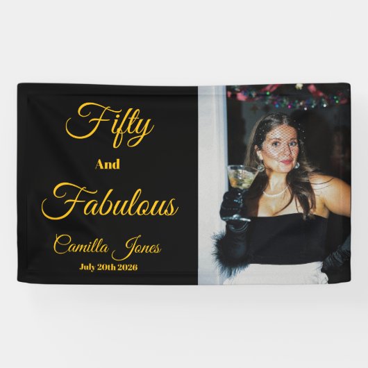 Fifty and Fabulous Photo 50th Birthday Party  横断幕 (横)