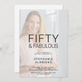 Fifty and Fabulous Photo 50th Birthday Party Invit 招待状 (正面/裏面)