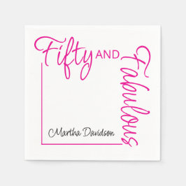 Fifty and Fabulous Photo 50th Birthday Party Poste スタンダードカクテルナプキン