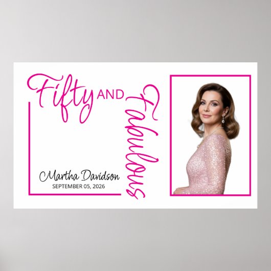 Fifty and Fabulous Photo 50th Birthday Party Poste ポスター (正面)