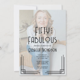 Fifty and Fabulous Photo Art Deco 50th Birthday 招待状