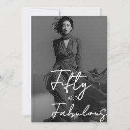 Fifty and Fabulous Photo Black 50th Birthday 招待状