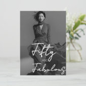 Fifty and Fabulous Photo Black 50th Birthday 招待状 (スタンド正面)