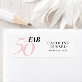 Fifty and Fabulous Pink 50th Birthday ラベル