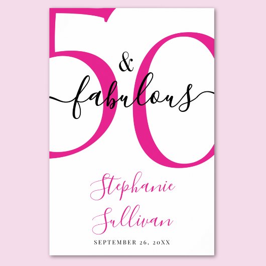 Fifty and Fabulous Pink 50th Birthday Party  ポスター