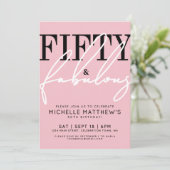 Fifty And Fabulous Pink 50th Birthday Party 招待状 (スタンド正面)