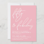 Fifty And Fabulous Pink 50th Birthday Party 招待状 (正面)