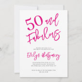 Fifty and Fabulous Pink 50th Birthday Party 招待状 (正面)