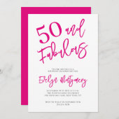 Fifty and Fabulous Pink 50th Birthday Party  招待状 (正面/裏面)