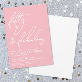 Fifty And Fabulous Pink 50th Birthday Party 招待状