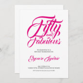 Fifty and Fabulous Pink 50th Birthday Party 招待状 (正面/裏面)