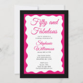 Fifty and Fabulous Pink and Black Script 招待状 (正面)